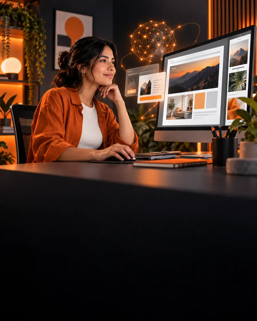 Diseñadora desarrollando una página web